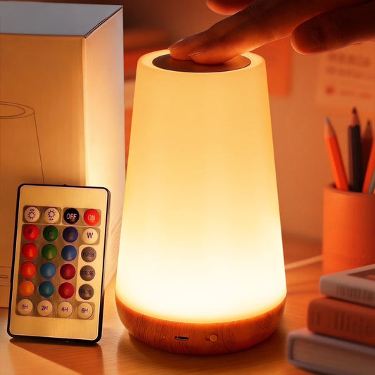 Noahstrong Night Light, Dimmable Touch Lamp for Bedroom, Portable Table Bedside Desk Lamps, 5 Brightness and 13 RGB Colors, Suitable for Bedroom/Bathroom/Hallways/Living Room/Office